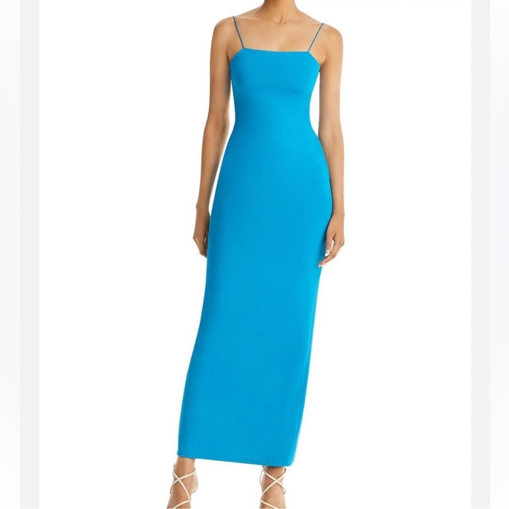 Sleek Spaghetti-Strap Maxi Dress in Bright Turquoise